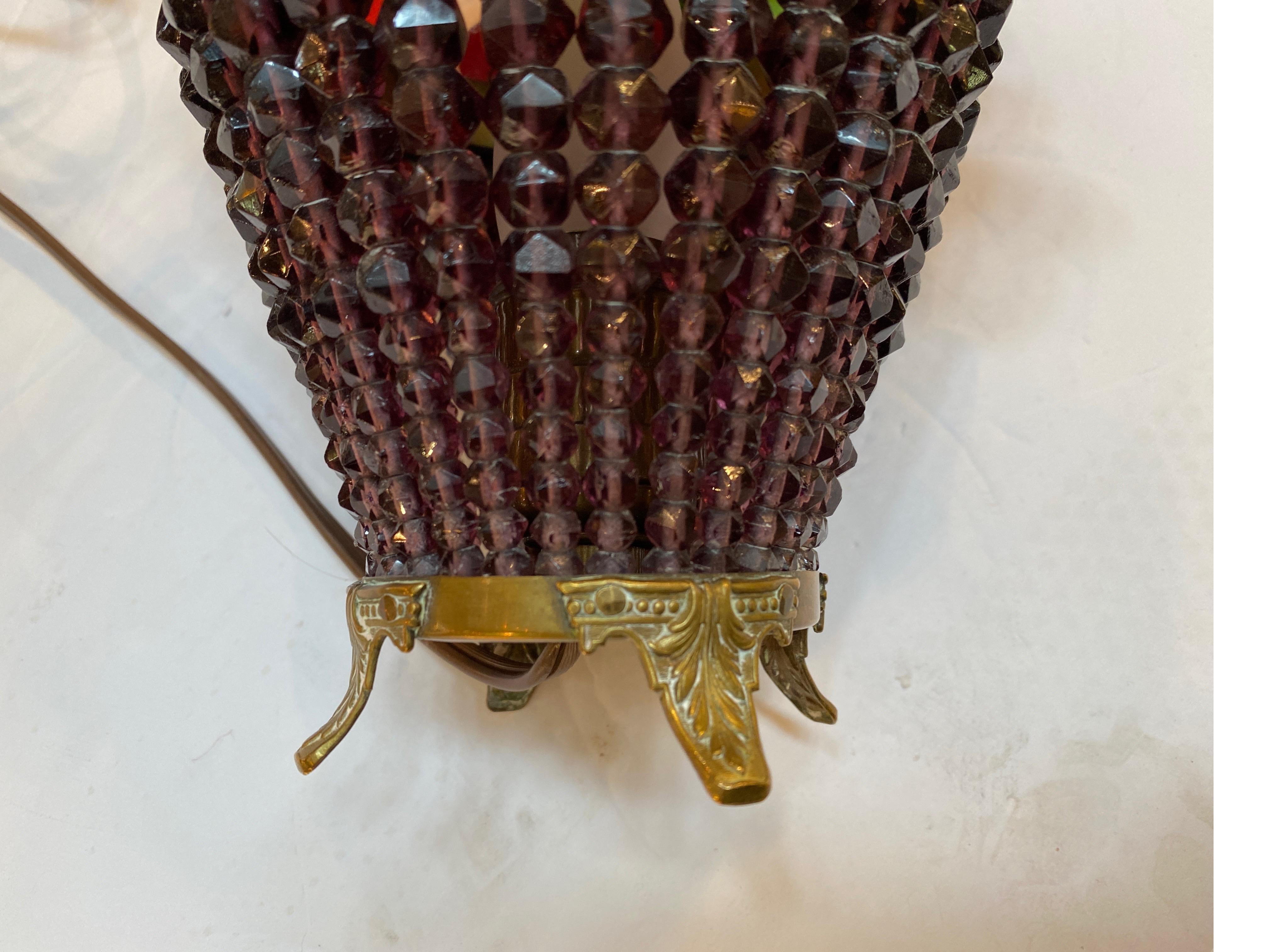 Early 20th Century Czech Glass Beaded Fruit Basket Form Lamp For Sale 2