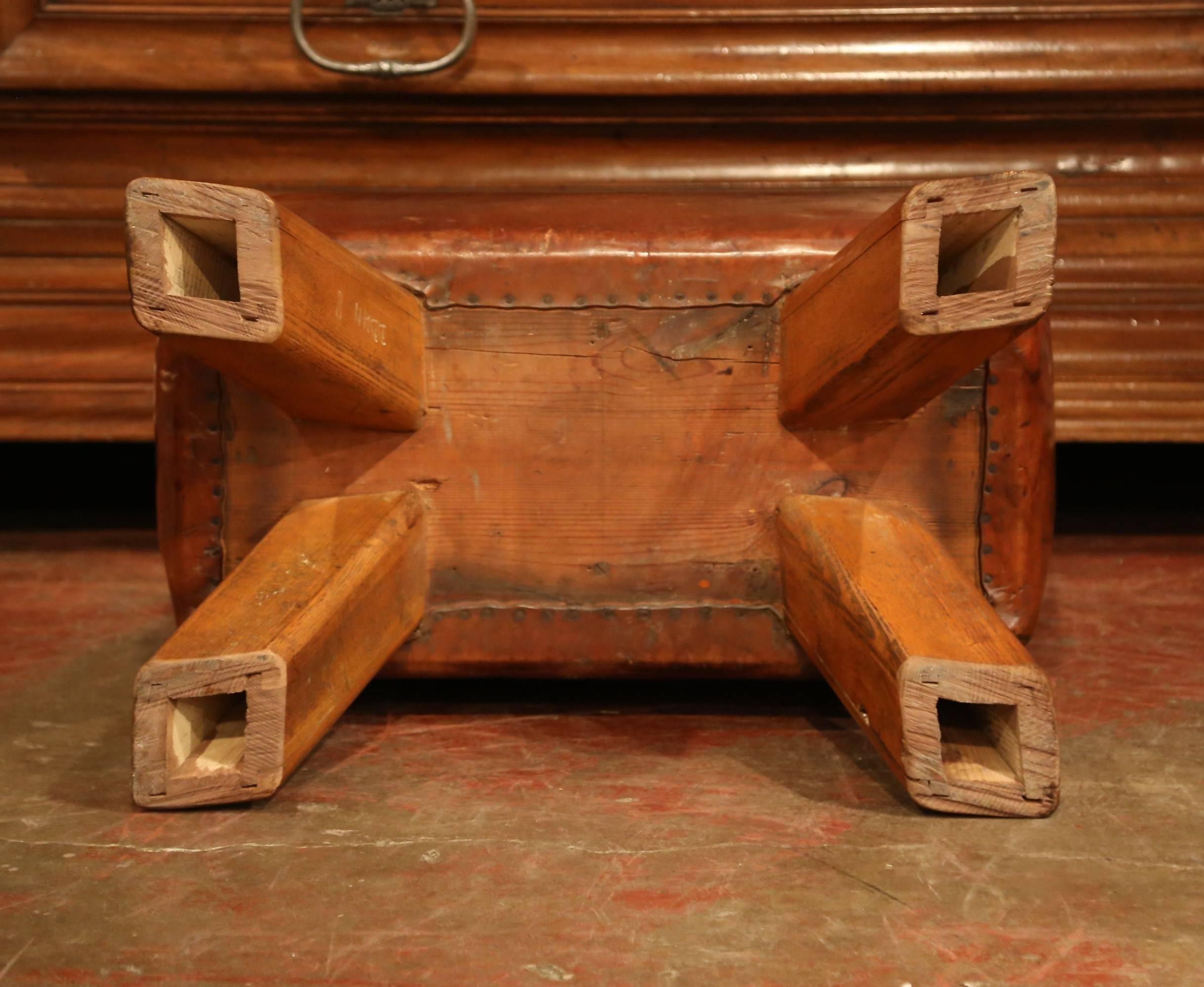 Early 20th Century Czech Patinated Brown Leather Pommel Horse Bench Stool 2