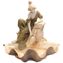 Early 20th Century Czech Royal Dux Bohemian Carved Porcelain Woman Sculpture