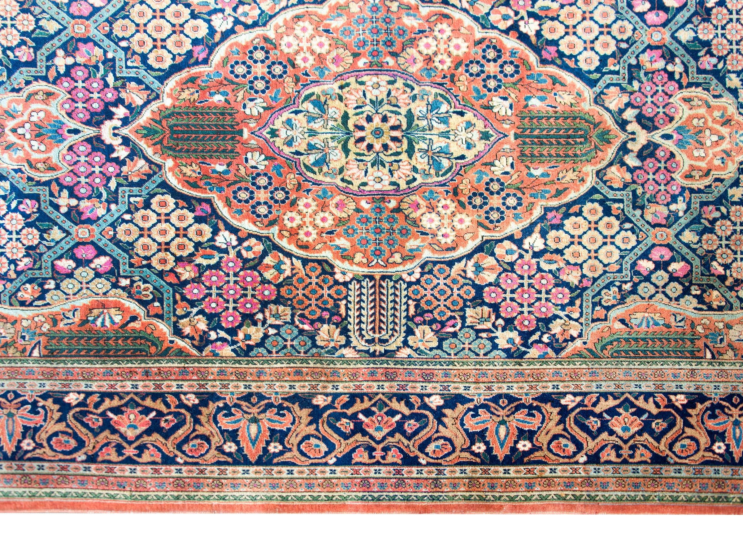 Hand-Knotted Early 20th Century Dabir Kashan Rug For Sale