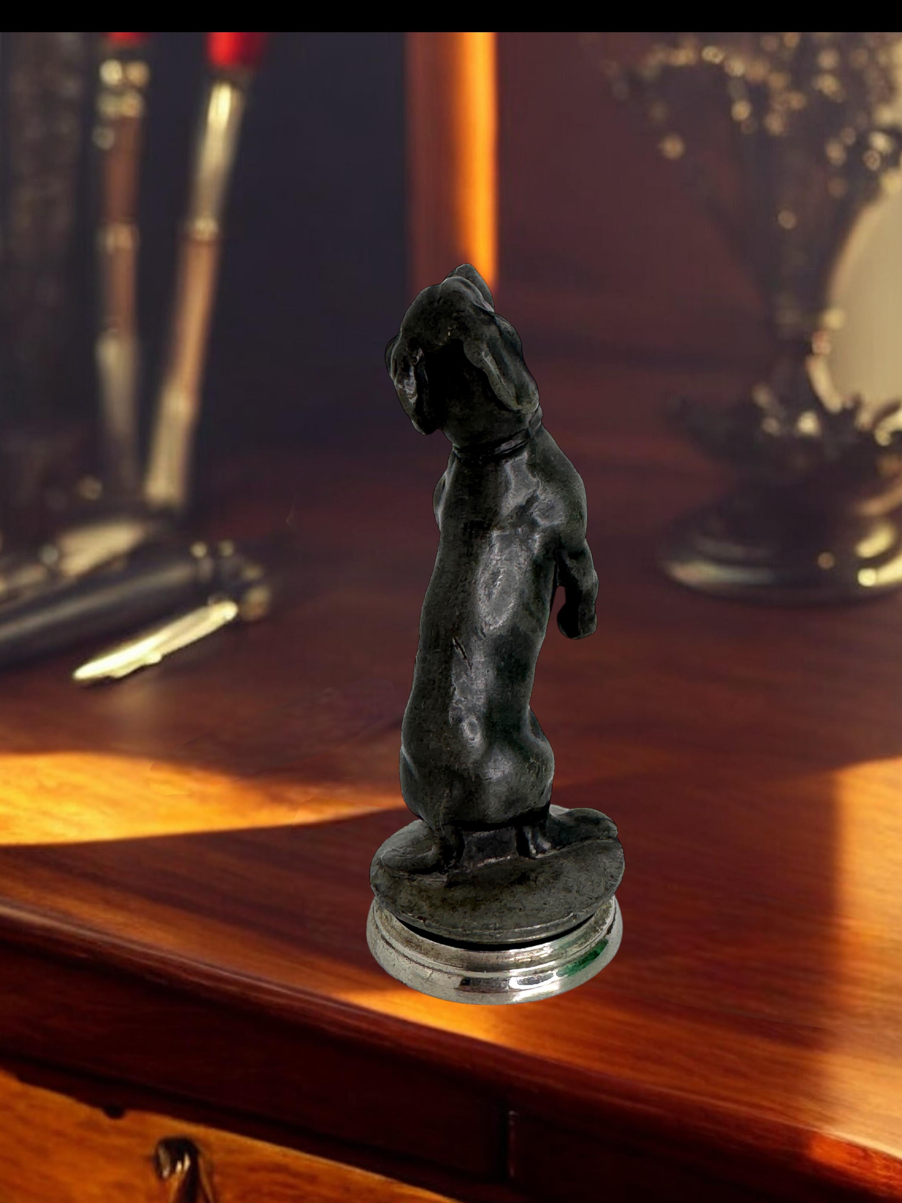 Art Nouveau Early 20th Century Dachshund Dog Austrian Miniature Figurine Statue 1910s For Sale