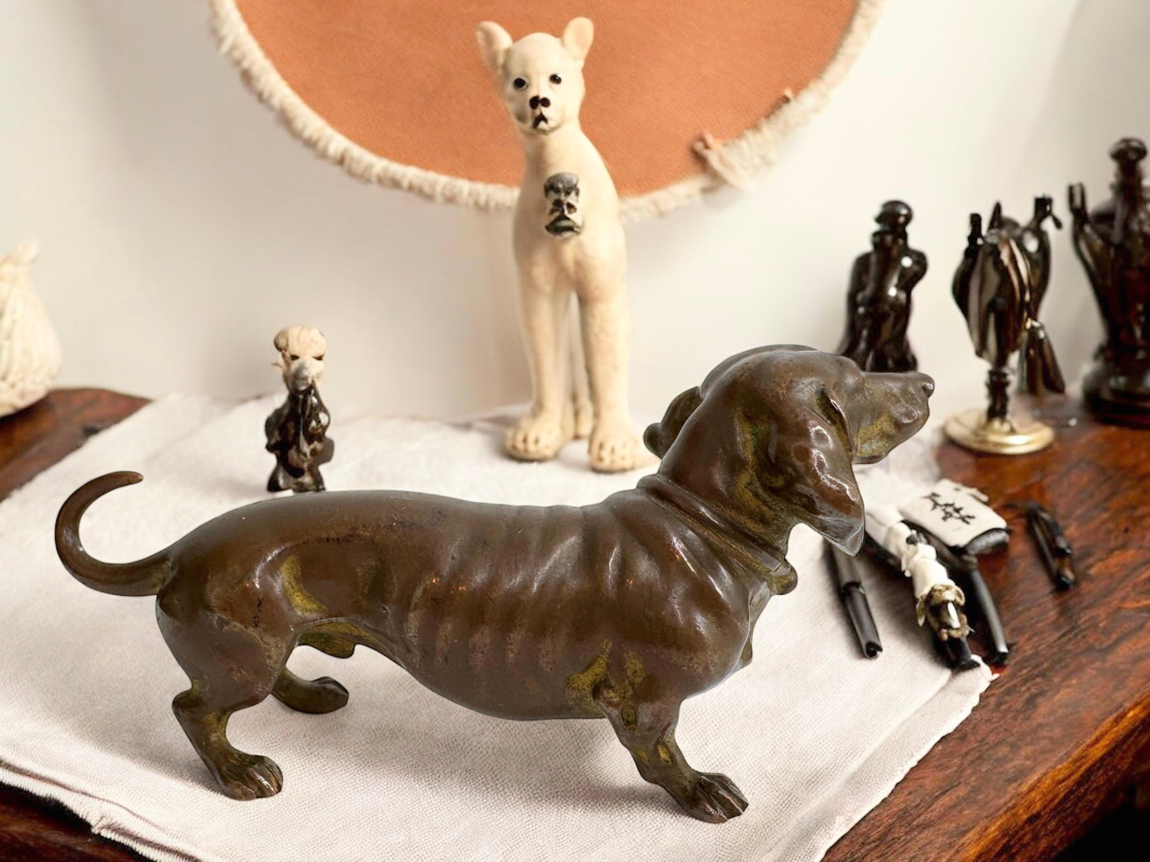 Début 20ème siècle Chien Teckel Autriche Vienne Bronze Figurine miniature 7