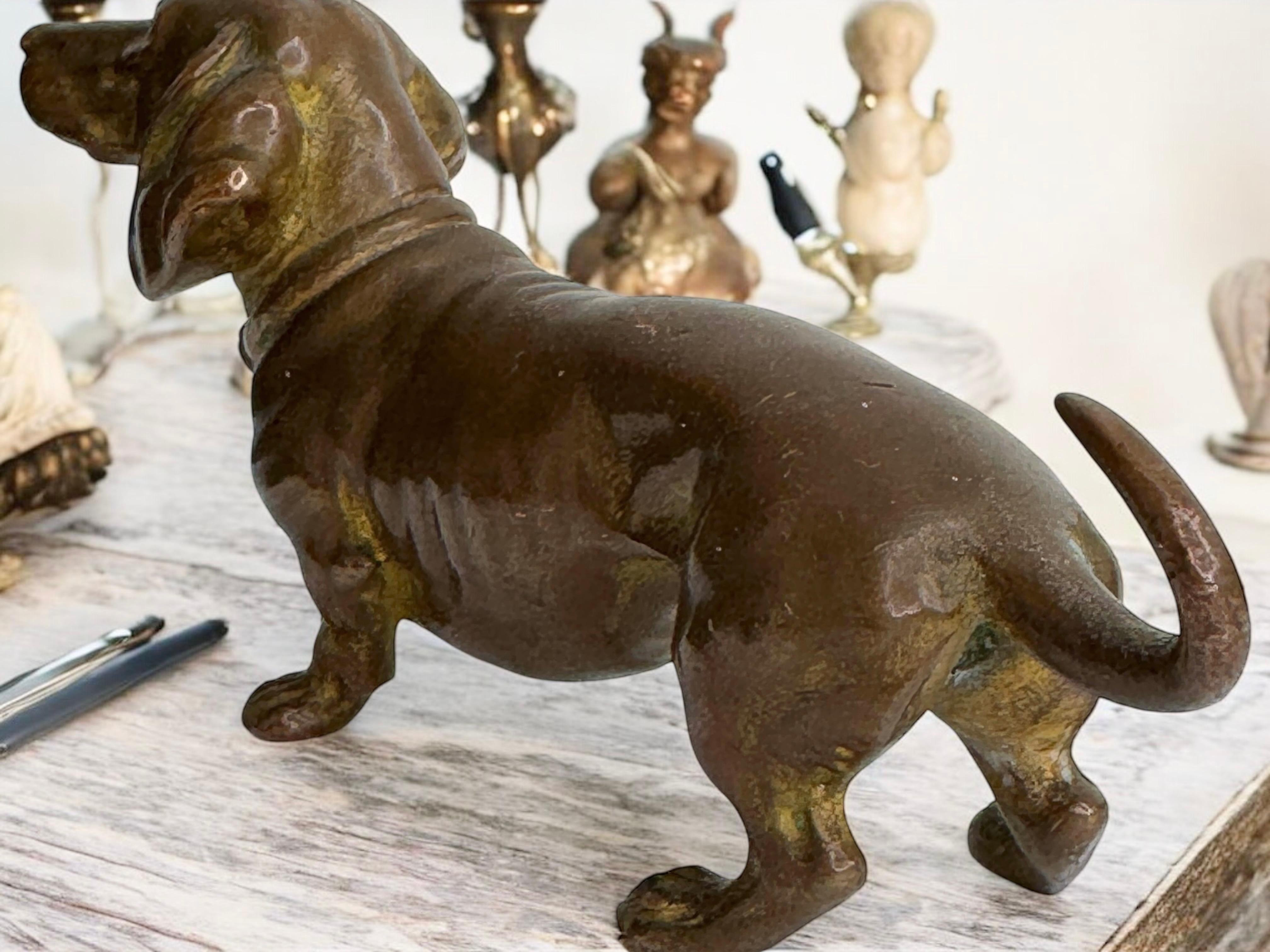 Début 20ème siècle Chien Teckel Autriche Vienne Bronze Figurine miniature 8