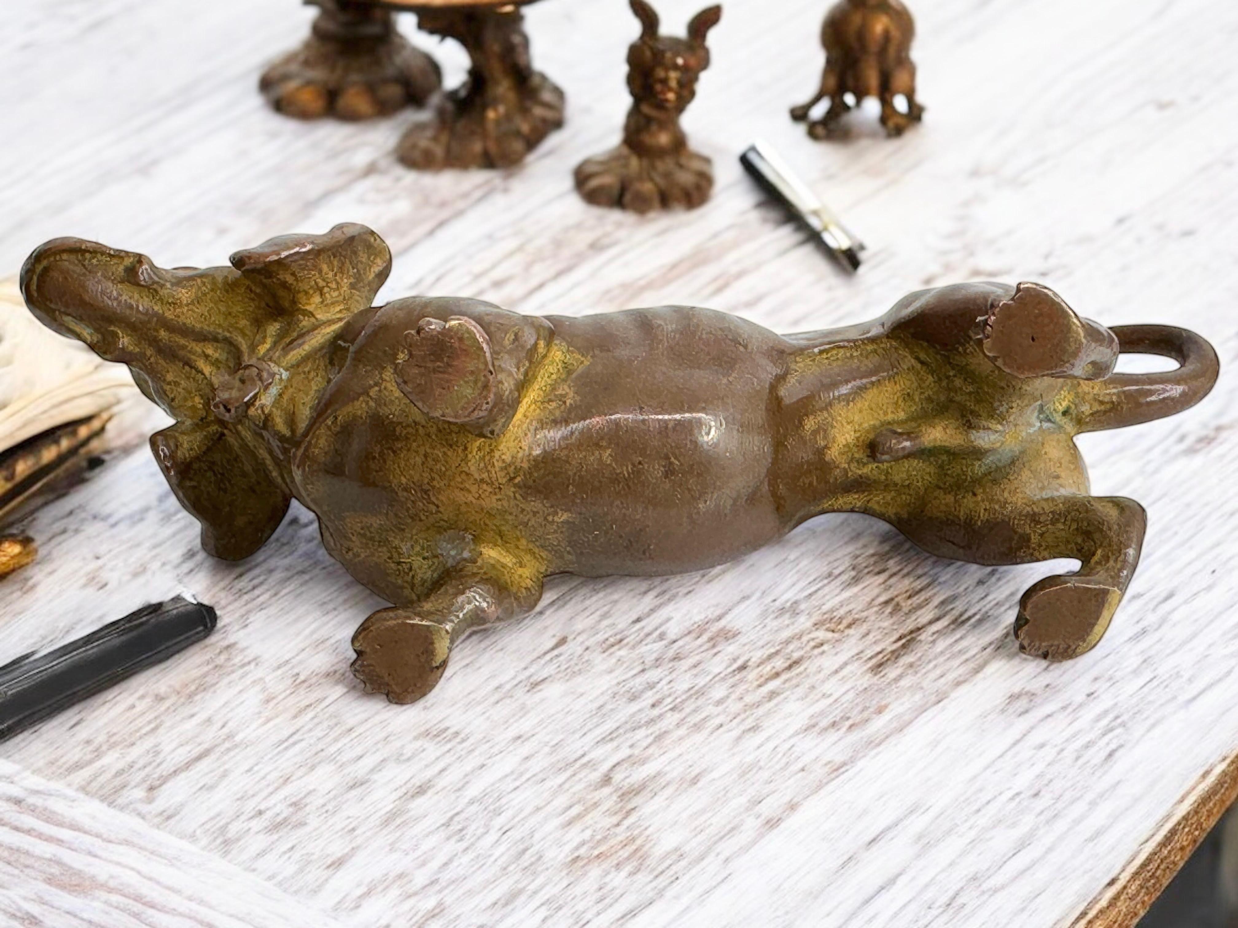 Début 20ème siècle Chien Teckel Autriche Vienne Bronze Figurine miniature 9