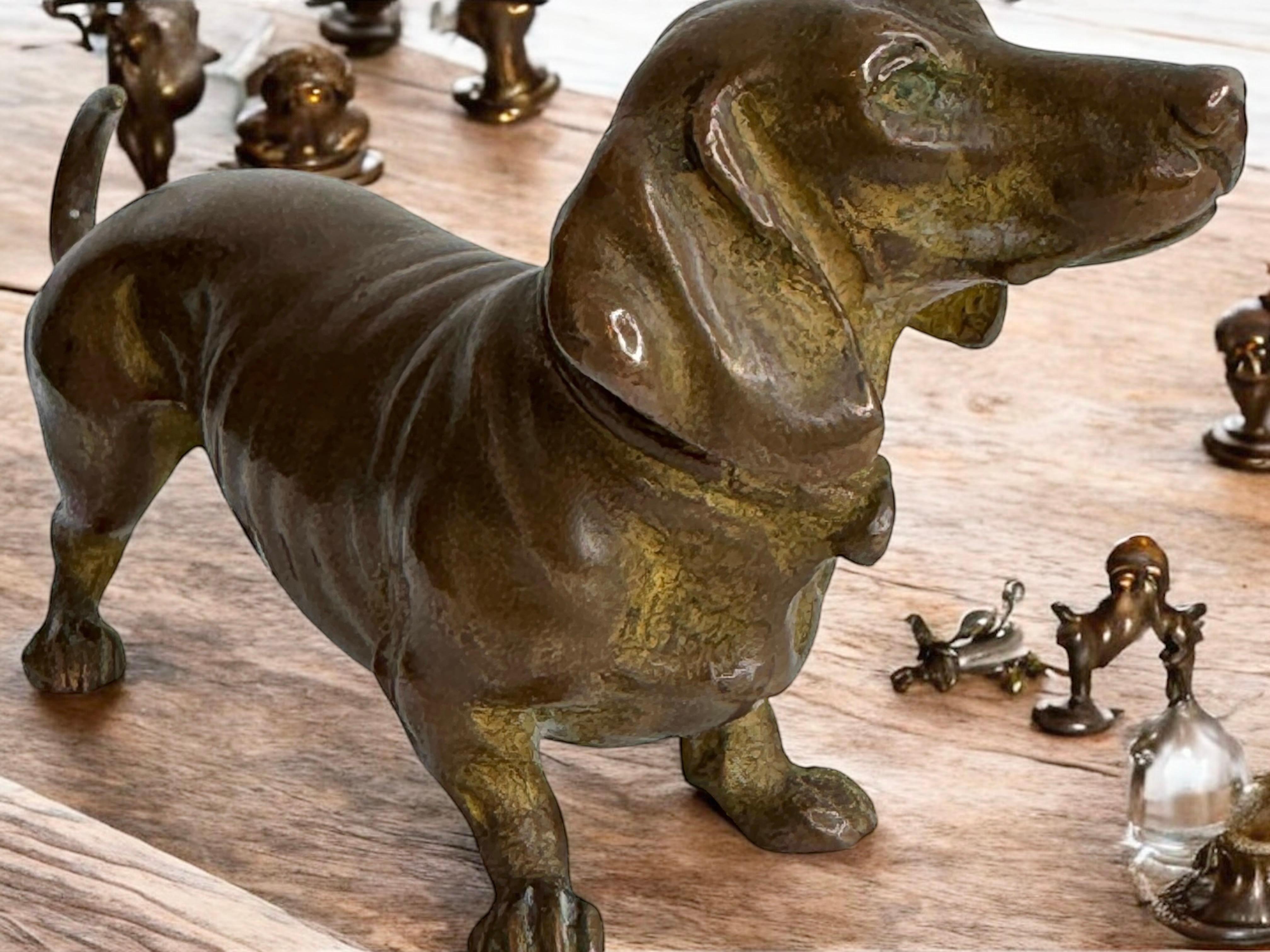 Début 20ème siècle Chien Teckel Autriche Vienne Bronze Figurine miniature 10