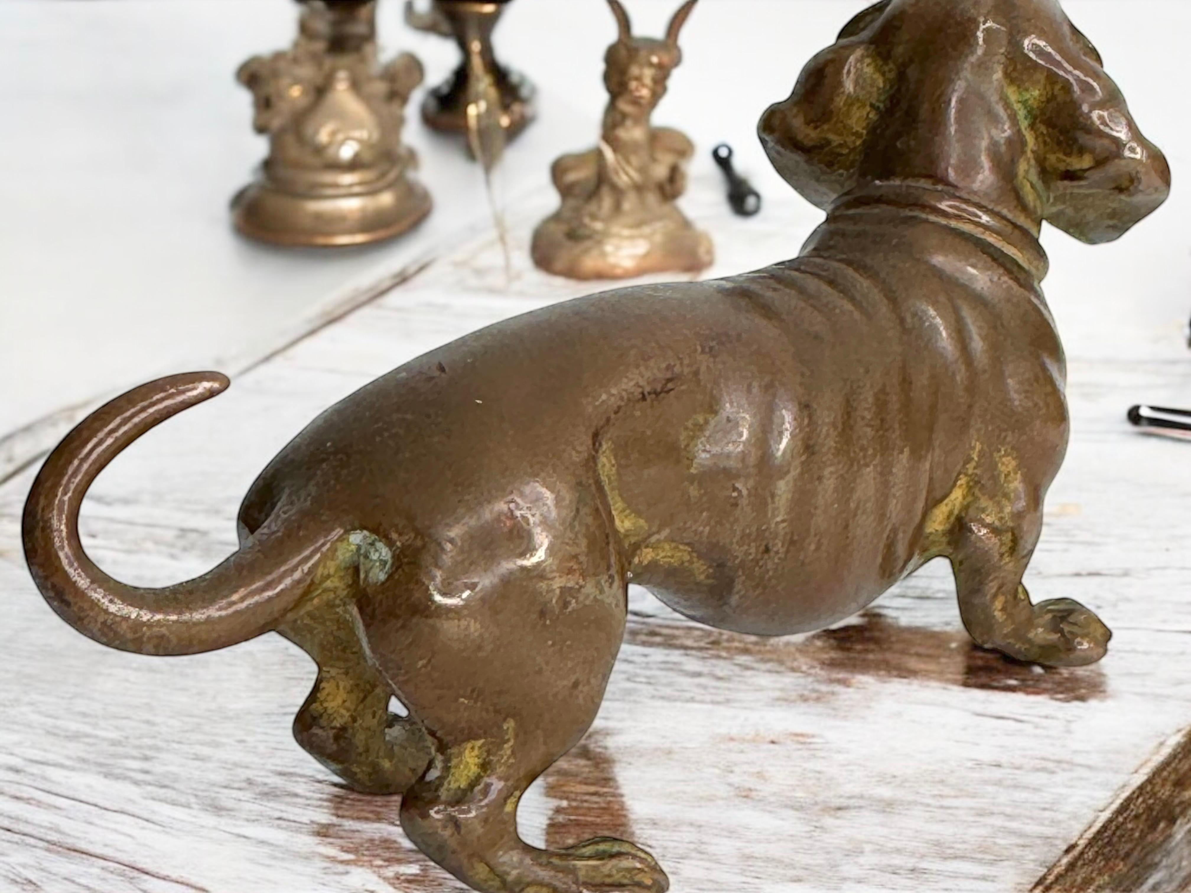 Début 20ème siècle Chien Teckel Autriche Vienne Bronze Figurine miniature 11