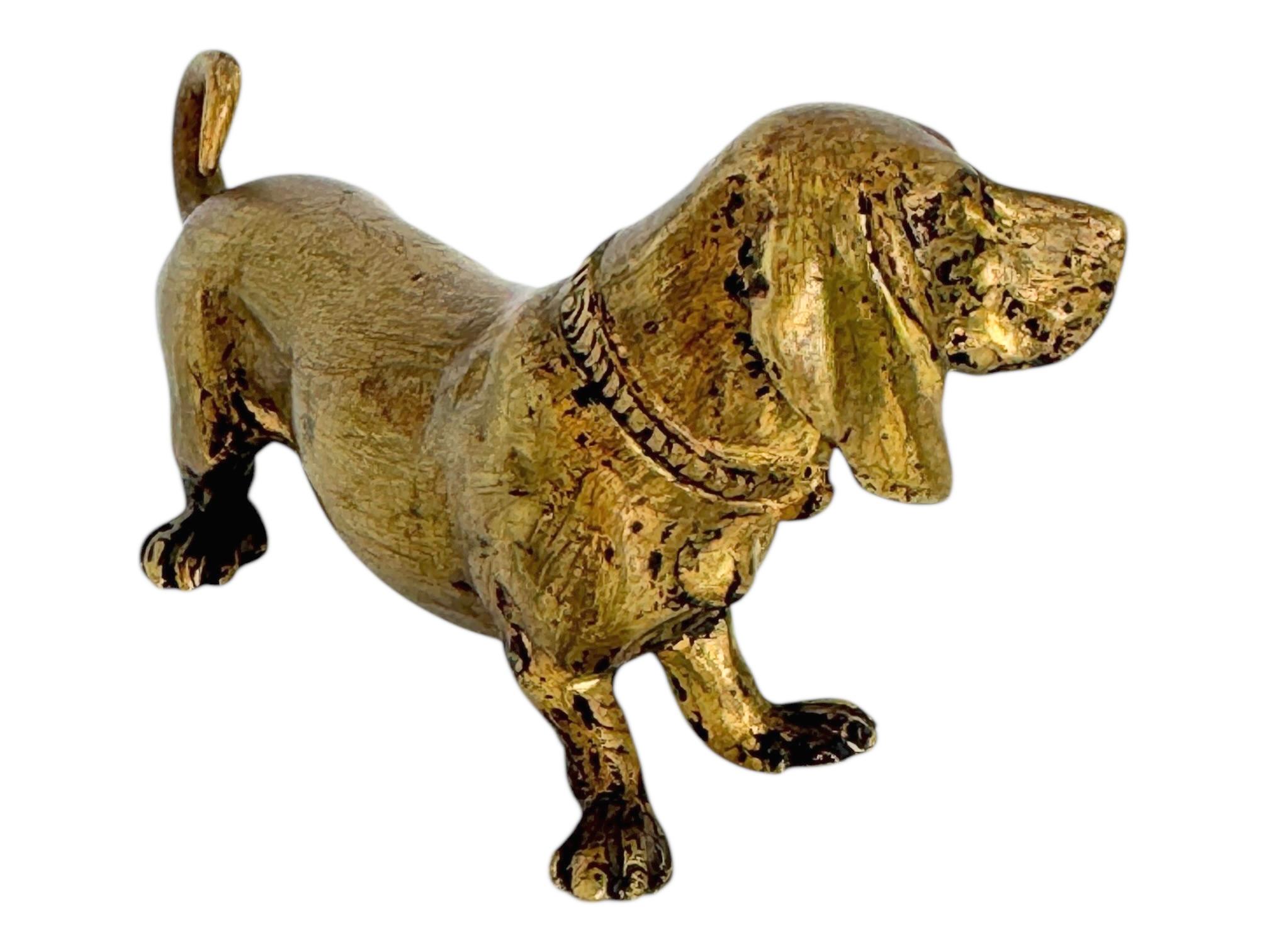 Art nouveau Début 20ème siècle Chien Teckel Autriche Vienne Bronze Figurine miniature en vente
