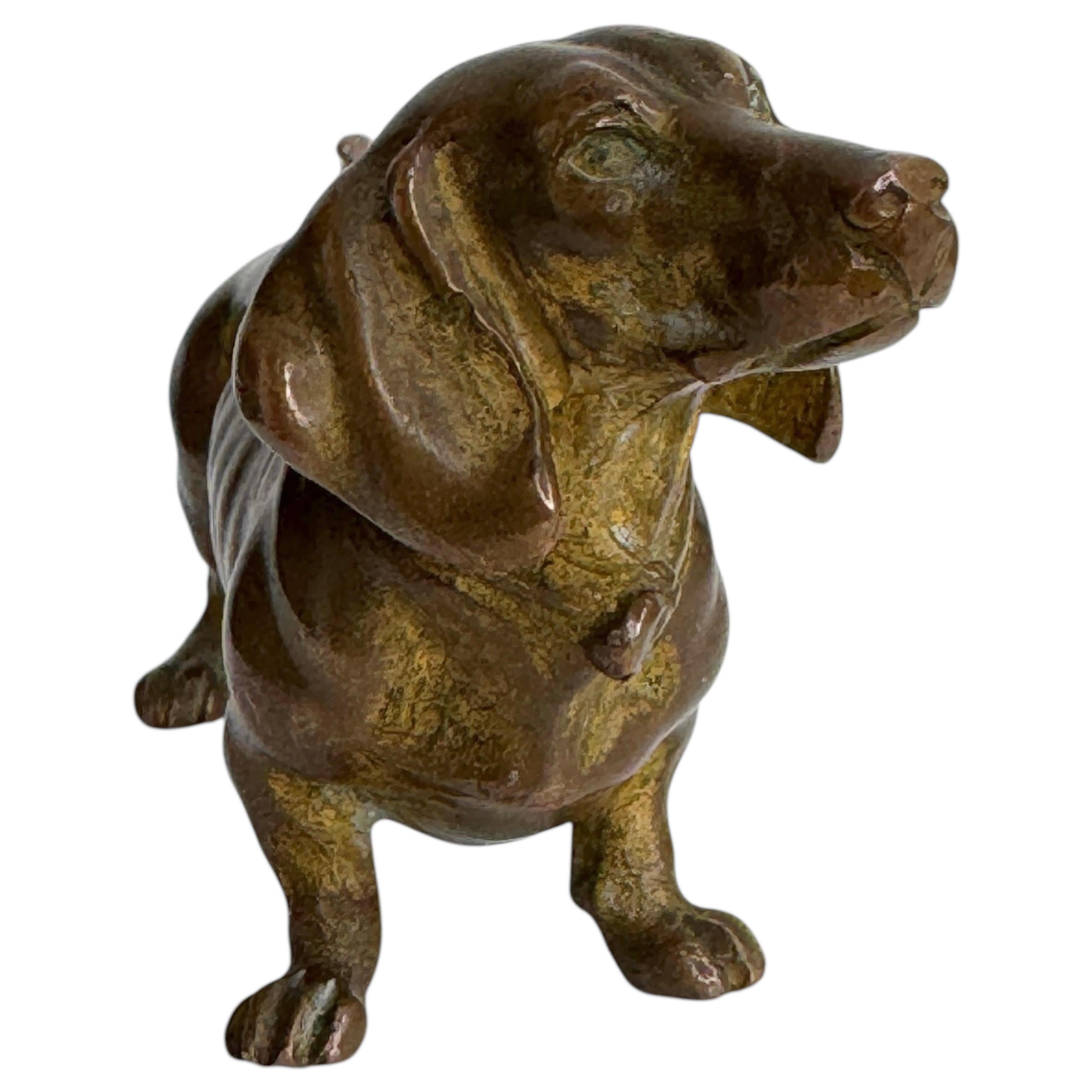 Autrichien Début 20ème siècle Chien Teckel Autriche Vienne Bronze Figurine miniature