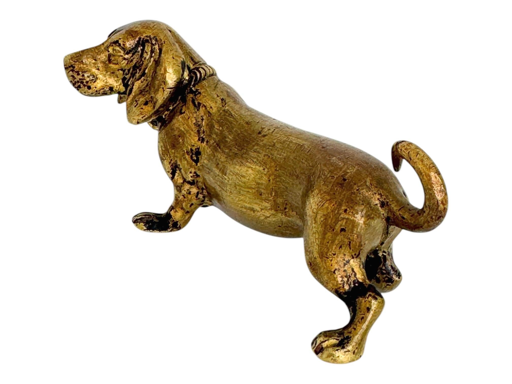 Autrichien Début 20ème siècle Chien Teckel Autriche Vienne Bronze Figurine miniature en vente