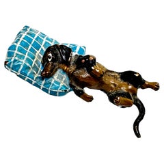 Early 20th Century Dachshund Dog Austrian Vienna Bronze Miniature Figurine