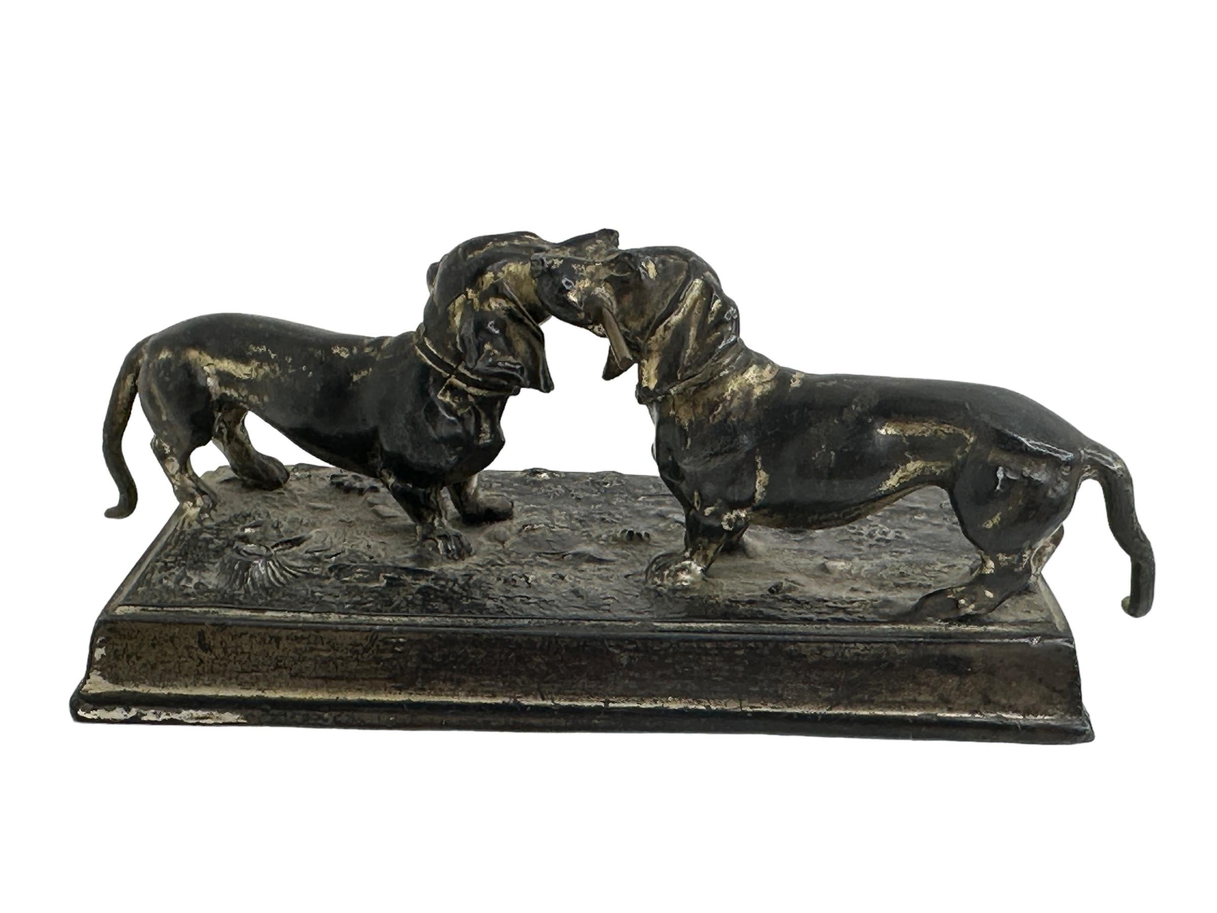 Early 20th Century Dachshund Dog Germany Miniature Figurine Statue 1910s In Good Condition In Nuernberg, DE