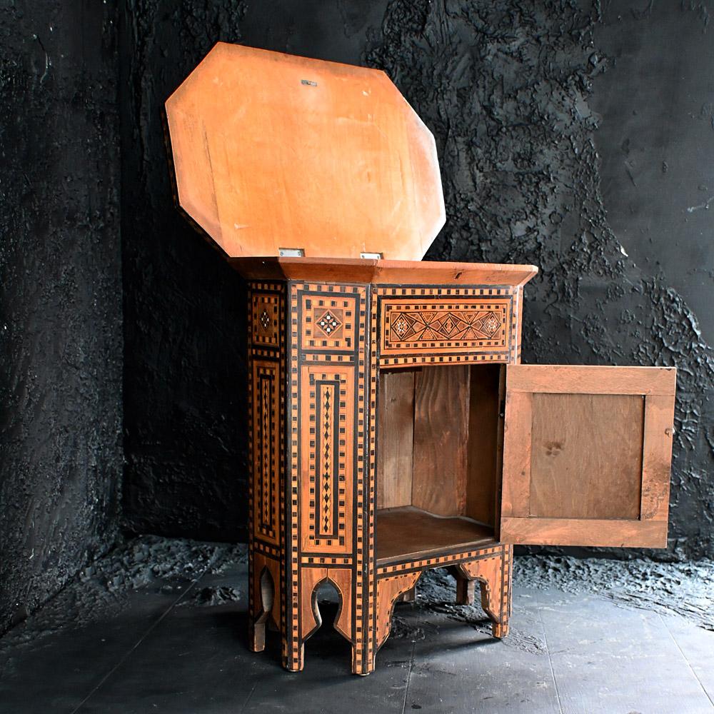 Early Victorian Early 20th Century Damascus Inlaid Cupboard / Side Table   