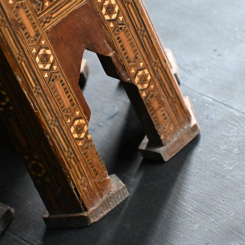 Hand-Crafted Early 20th century Damascus Inlayed Tall Table  For Sale