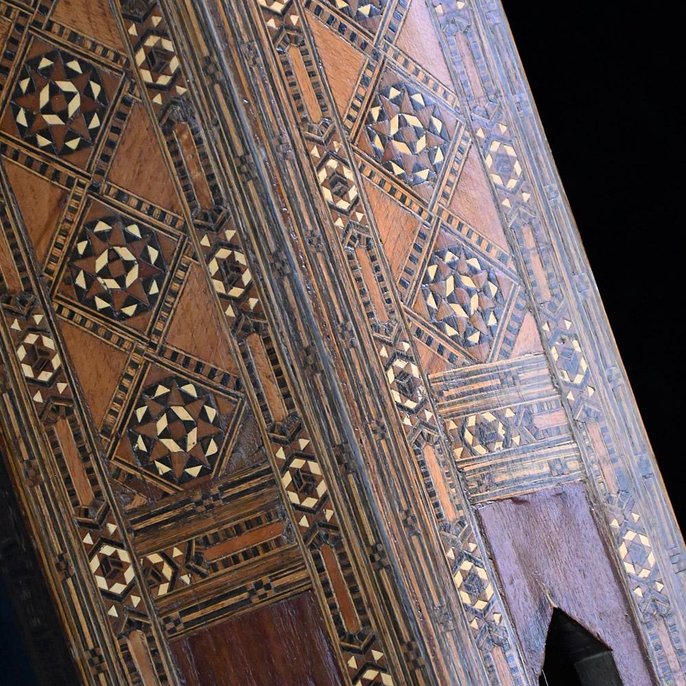 Pine Early 20th century Damascus Inlayed Tall Table For Sale