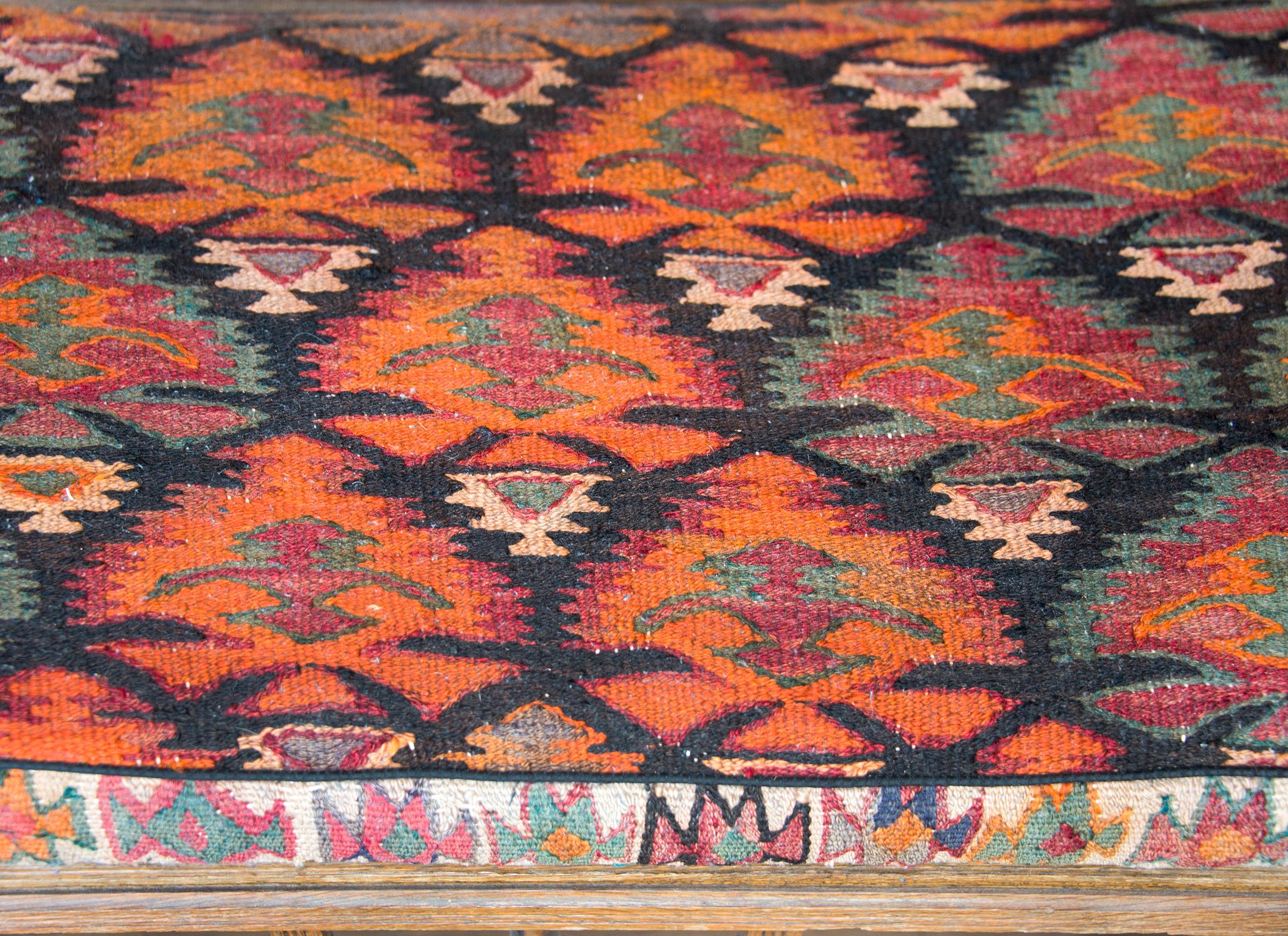 Early 20th Century Danish Bench with Kilim Upholstered Cushion  For Sale 7