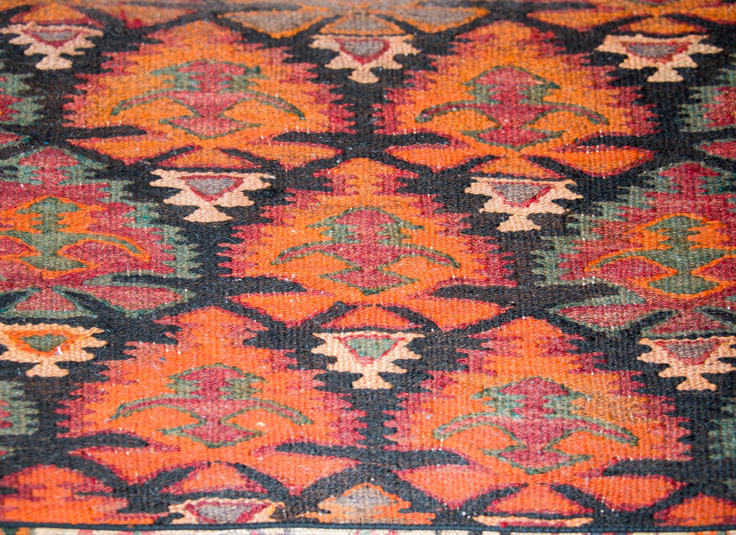 Early 20th Century Danish Bench with Kilim Upholstered Cushion  For Sale 9