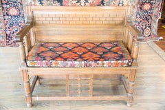 Early 20th Century Danish Bench with Kilim Upholstered Cushion