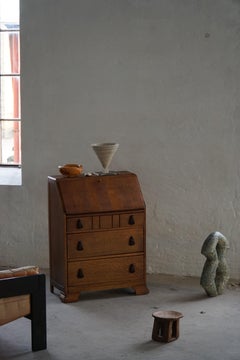 Early 20th Century, Danish Modern Oak Bureau / Chest with Seashell Handles