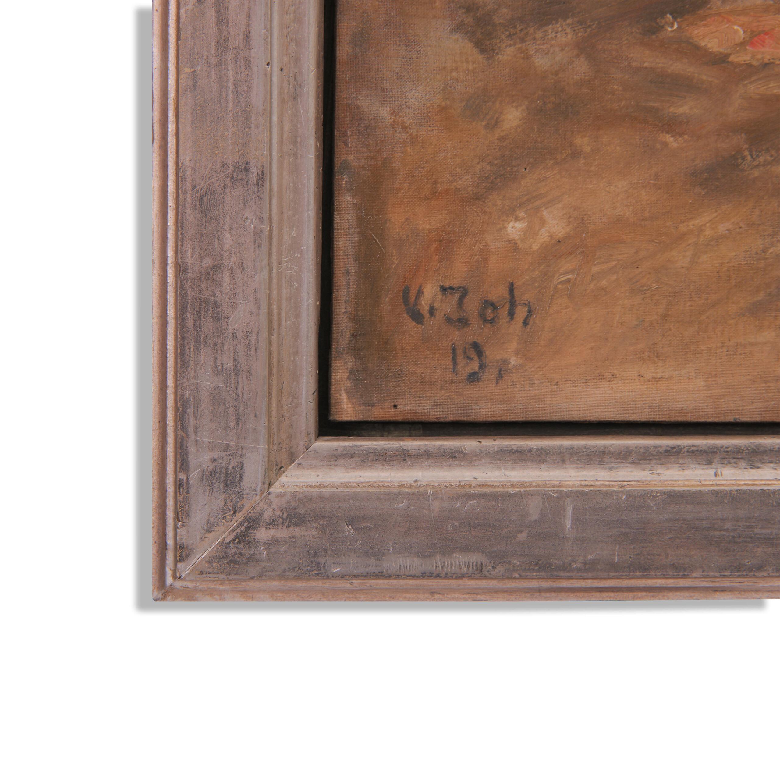 Belle Époque Début du 20e siècle Peinture à l'huile danoise 3 mouettes Viggo Johansen 1919 en vente