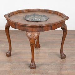 Early 20th Century Danish Round Coffee Table with Removable Tray