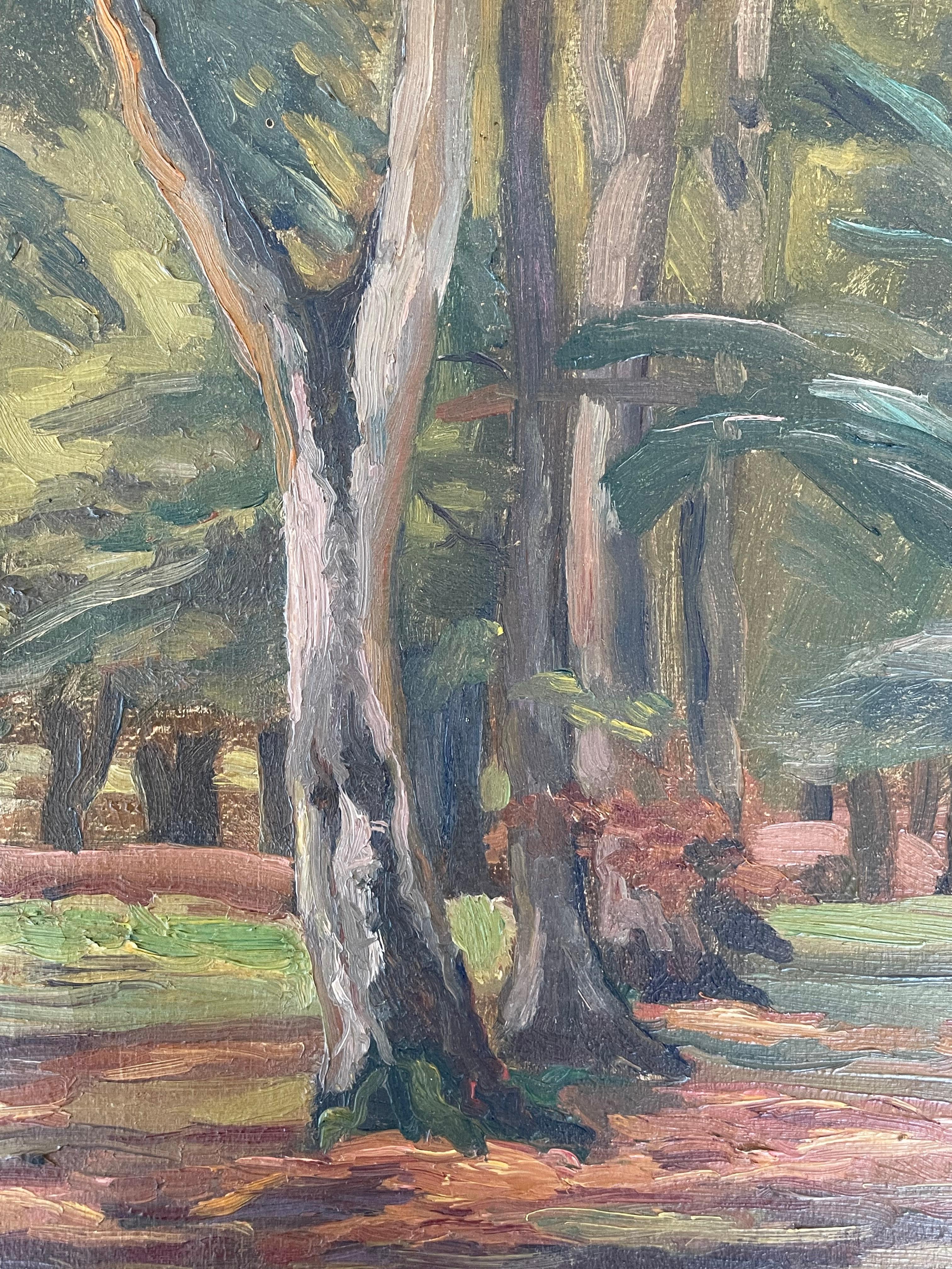 20th Century Early 20th century Danish signed oil painting of forest landscape For Sale