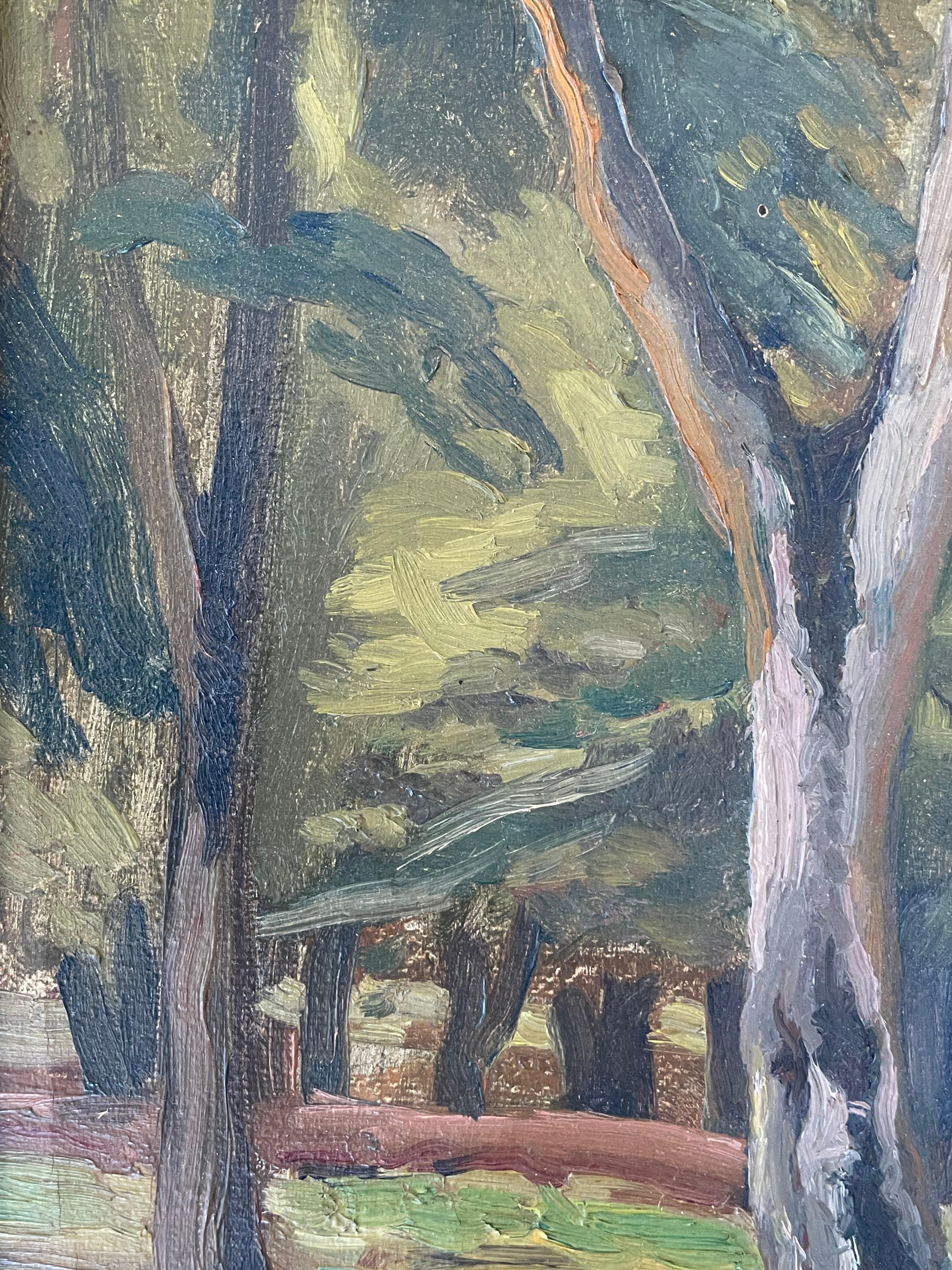 Early 20th century Danish signed oil painting of forest landscape For Sale 1