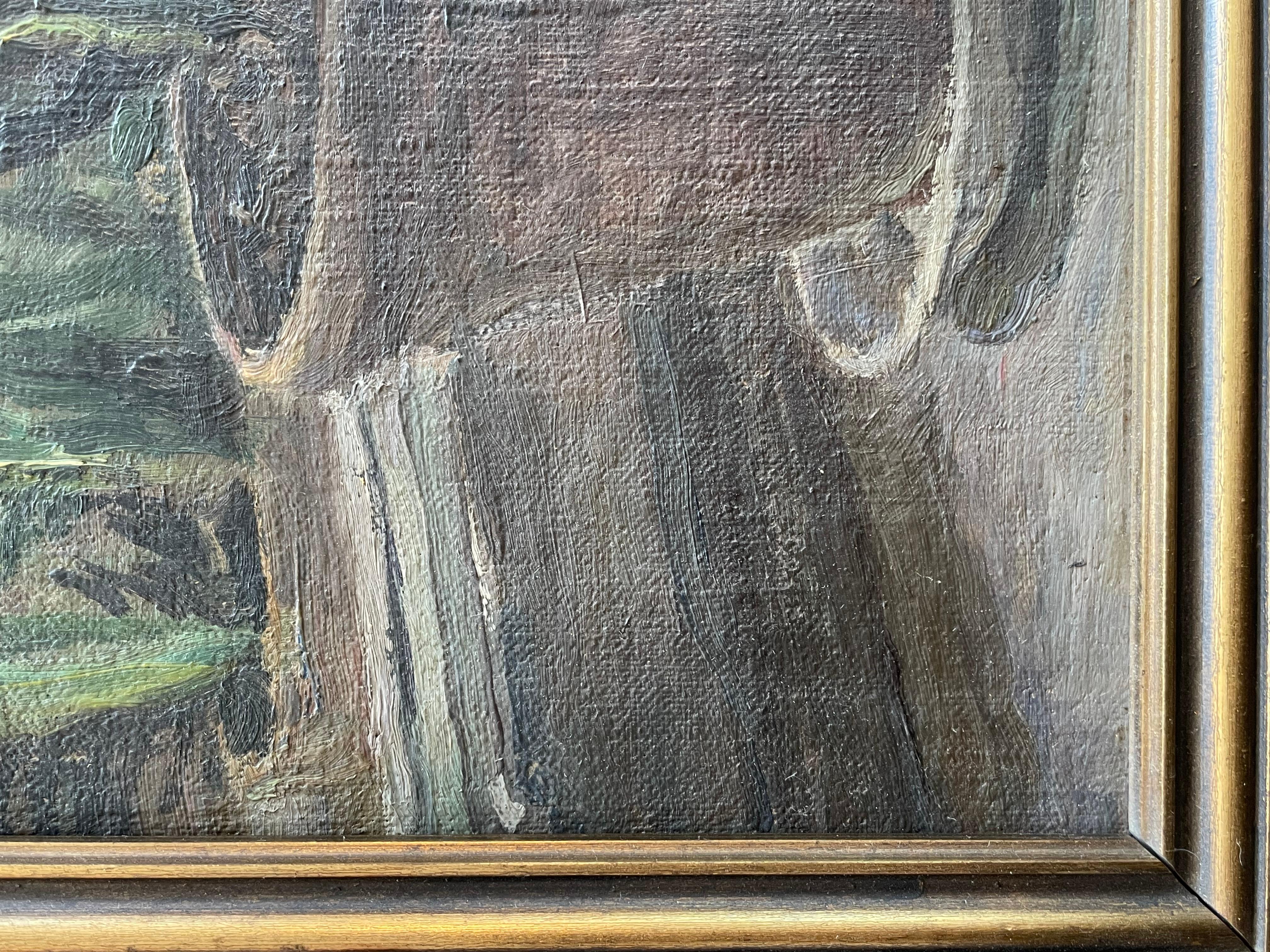 Nature morte danoise à l'huile de fleurs et de plantes du début du 20e siècle en vente 5