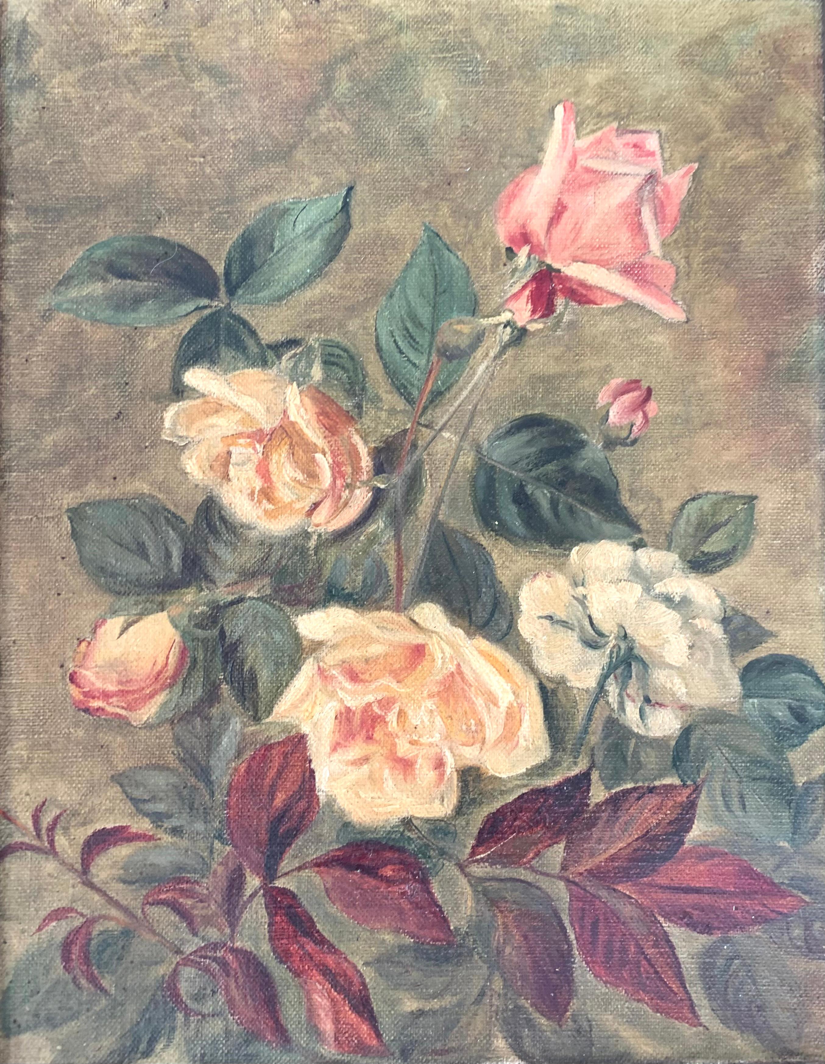 Si tratta di una natura morta originale su lastra del 1927. Il motivo è rappresentato da fiori e foglie nelle sfumature del rosso e del bianco. 

Probabilmente è firmata 