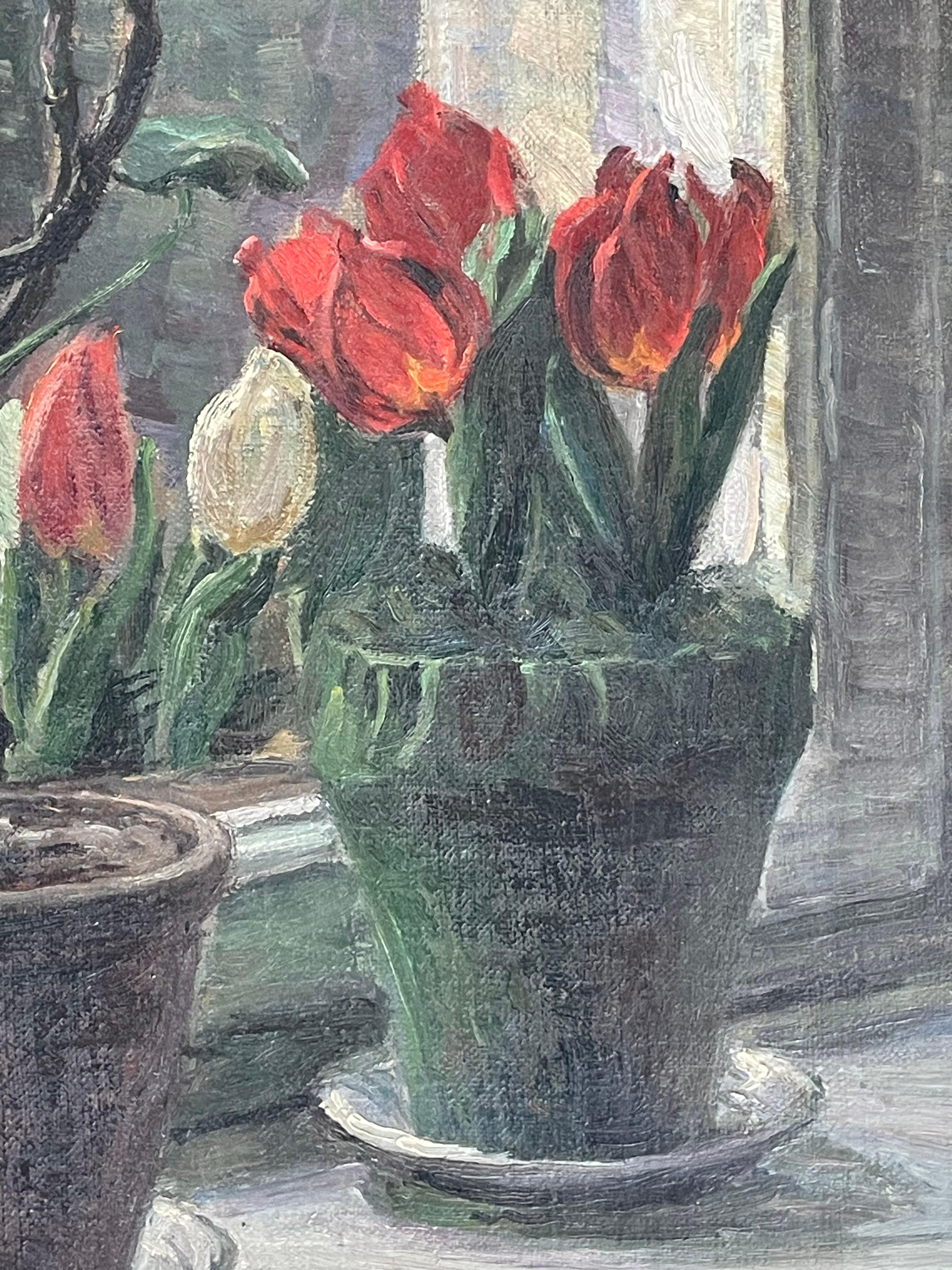 Nature morte danoise à l'huile de fleurs et de plantes du début du 20e siècle Bon état - En vente à Ebberup, DK
