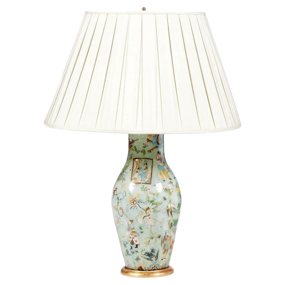 Early 20th Century Decalcomania Vase Lamp For Sale
