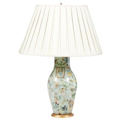 Antique Early 20th Century Decalcomania Vase Lamp