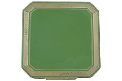 Early 20th Century Deco Green Enamel Sterling Silver Compact
