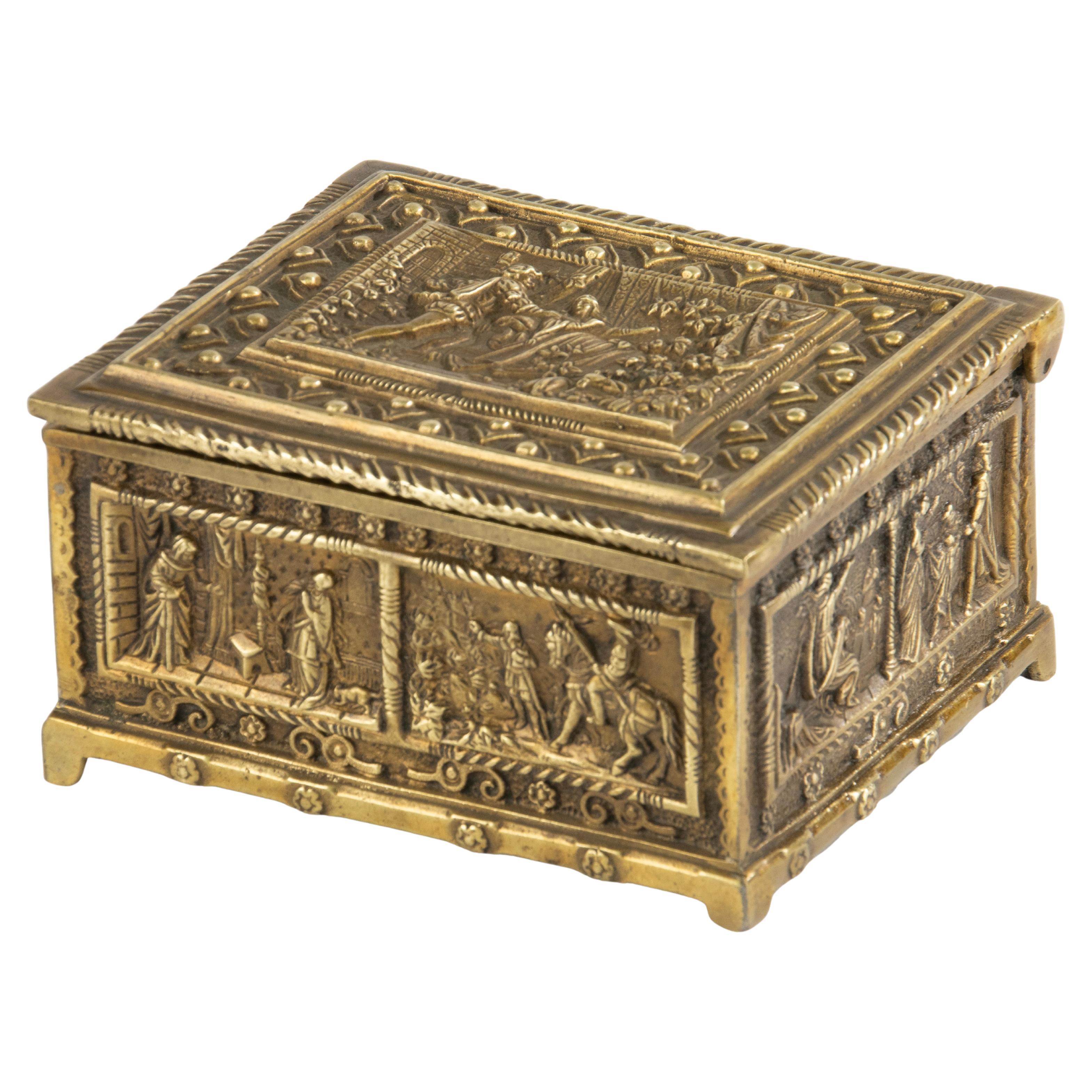 Early 20th Century Decorative Box - Brass - Gothic Tristan and Isolde Theme