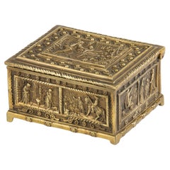 Boîte décorative du début du 20e siècle - Laiton - Thème gothique Tristan et Isolde