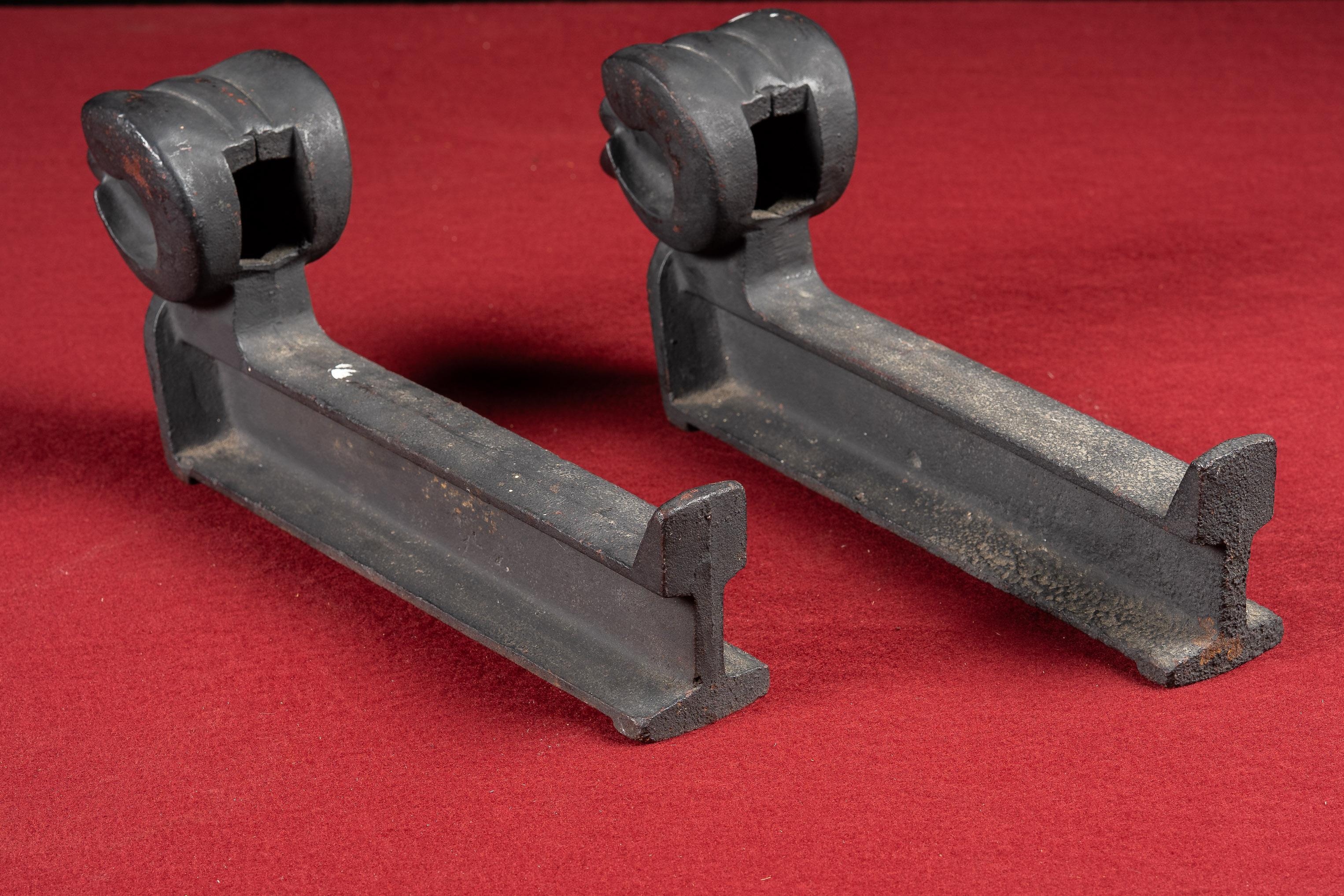 Early 20th Century Decorative Cast Iron Ram Andirons For Sale 2