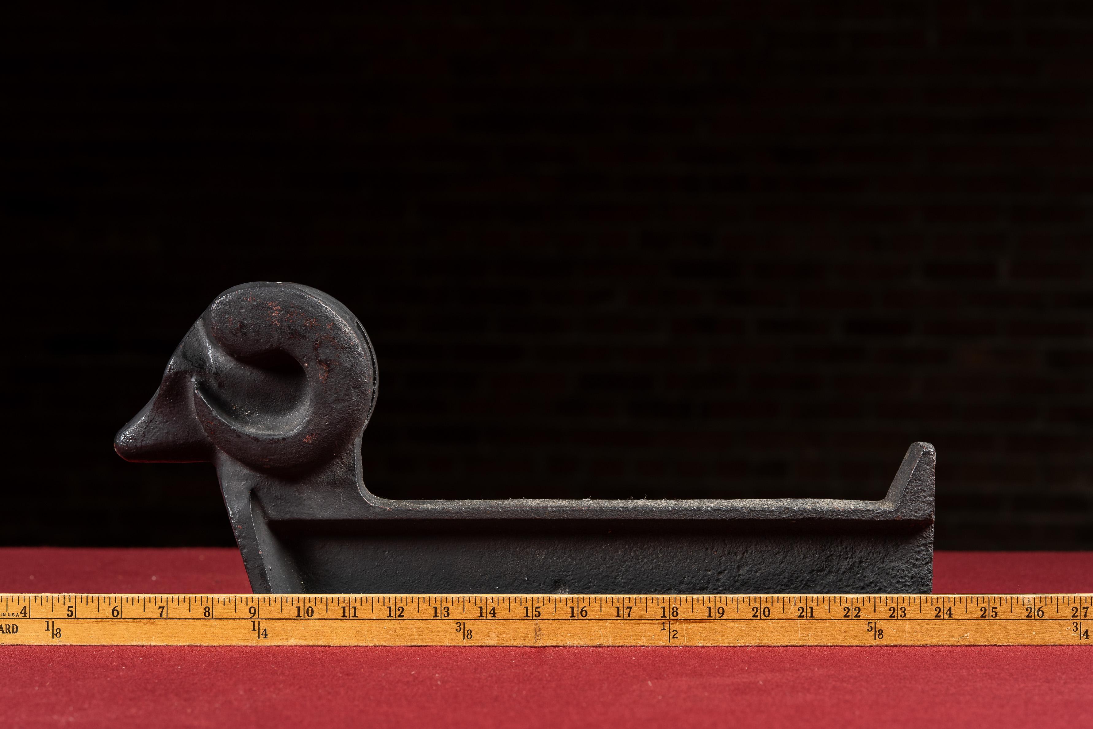 Early 20th Century Decorative Cast Iron Ram Andirons For Sale 3