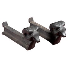 Early 20th Century Decorative Cast Iron Ram Andirons