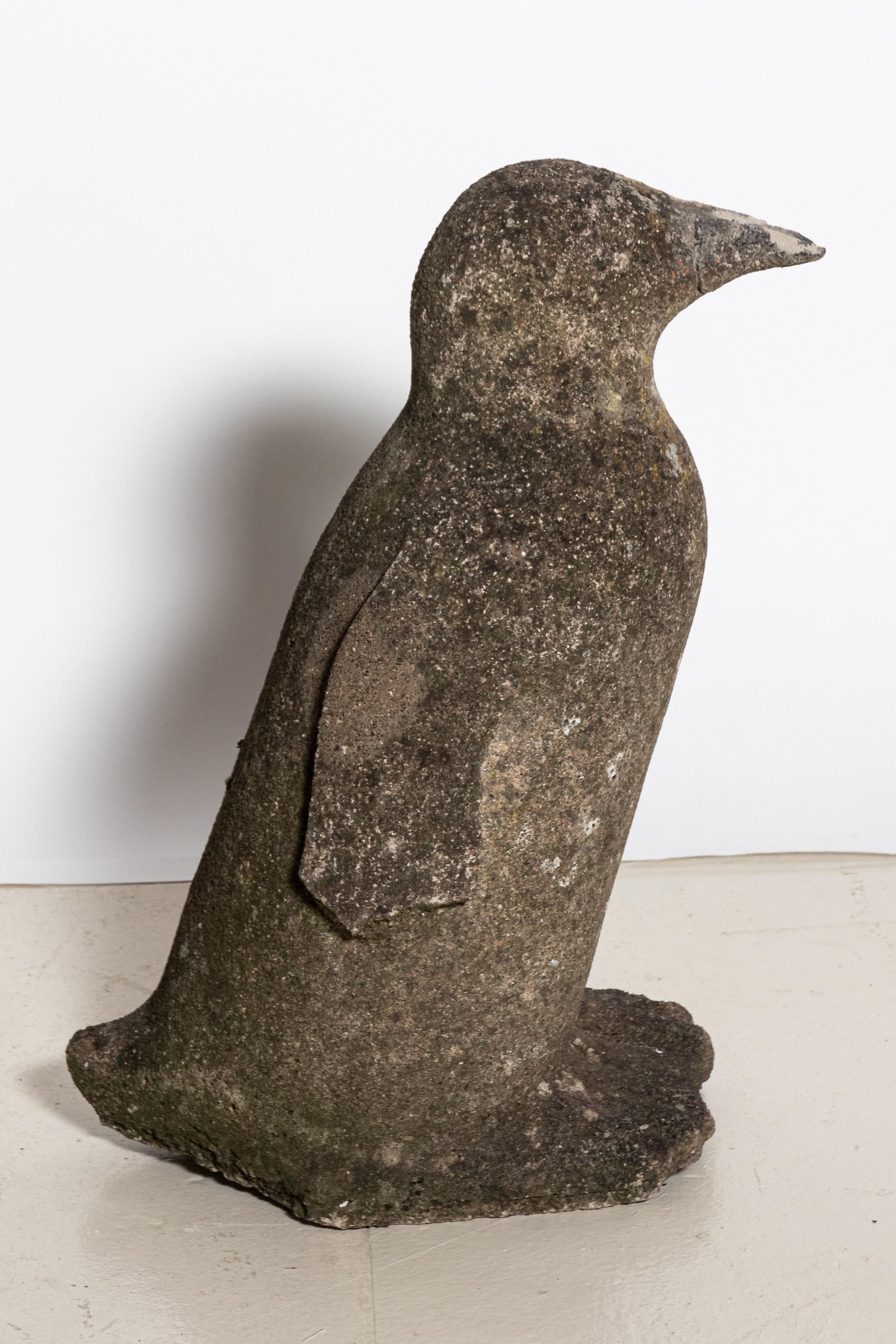 British Early 20th Century Decorative Cast Stone Penguin Statue