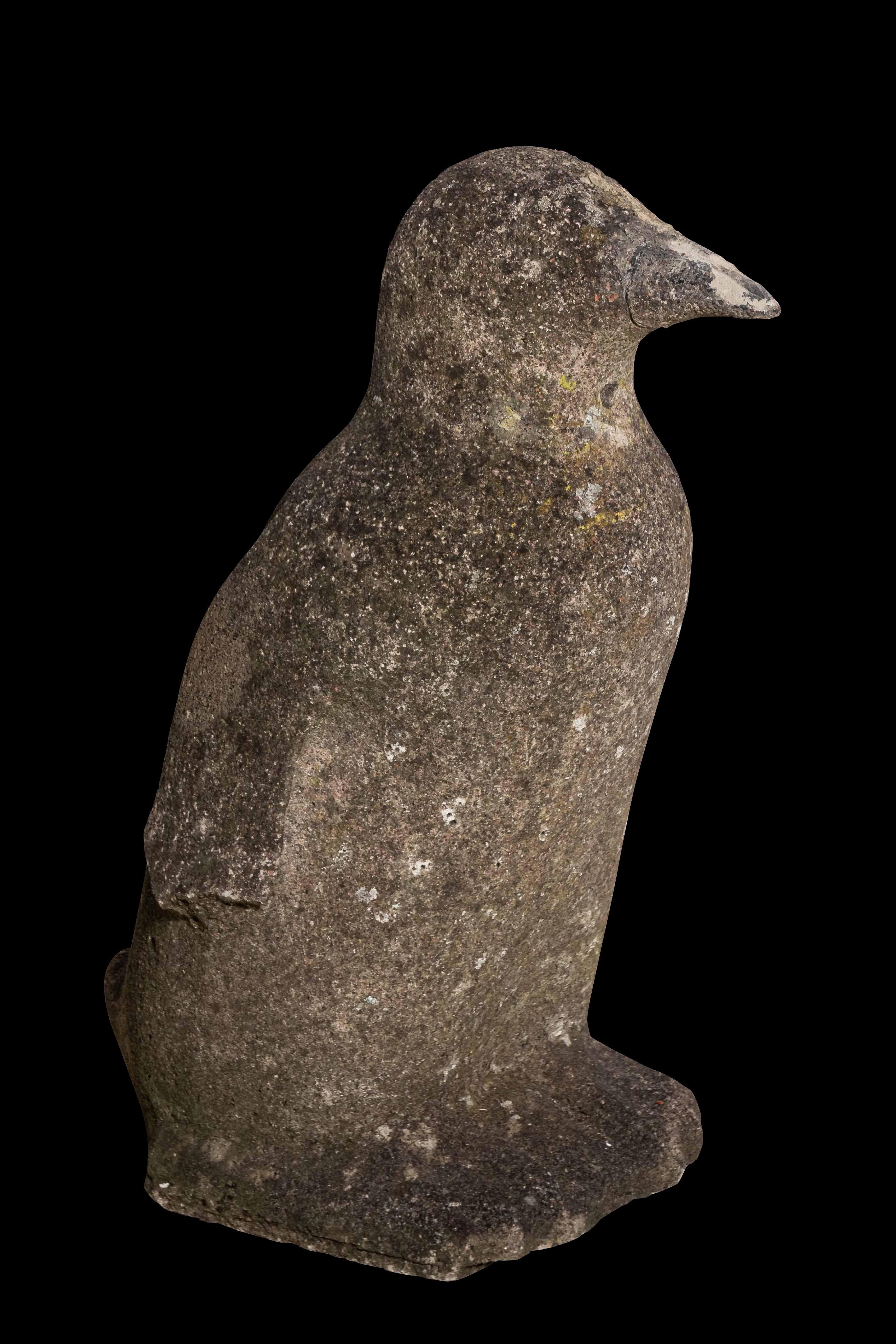 Early 20th Century Decorative Cast Stone Penguin Statue In Good Condition In South Salem, NY