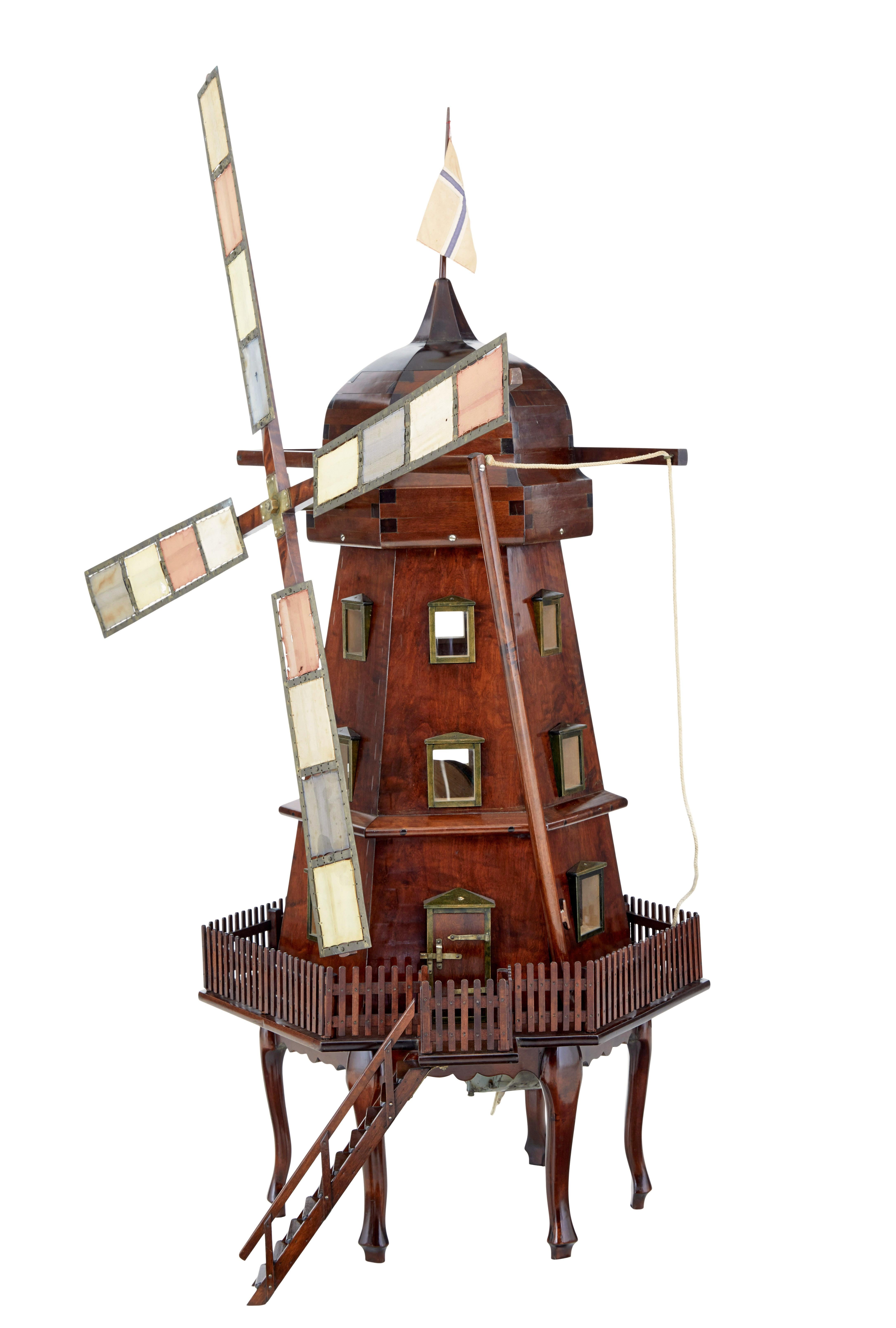 Early 20th century decorative dutch working windmill circa 1920.

We are pleased to offer this delightful scale model of a dutch windmill.  This could have only been commissioned for a museum or a private collection, due to the quality and care that