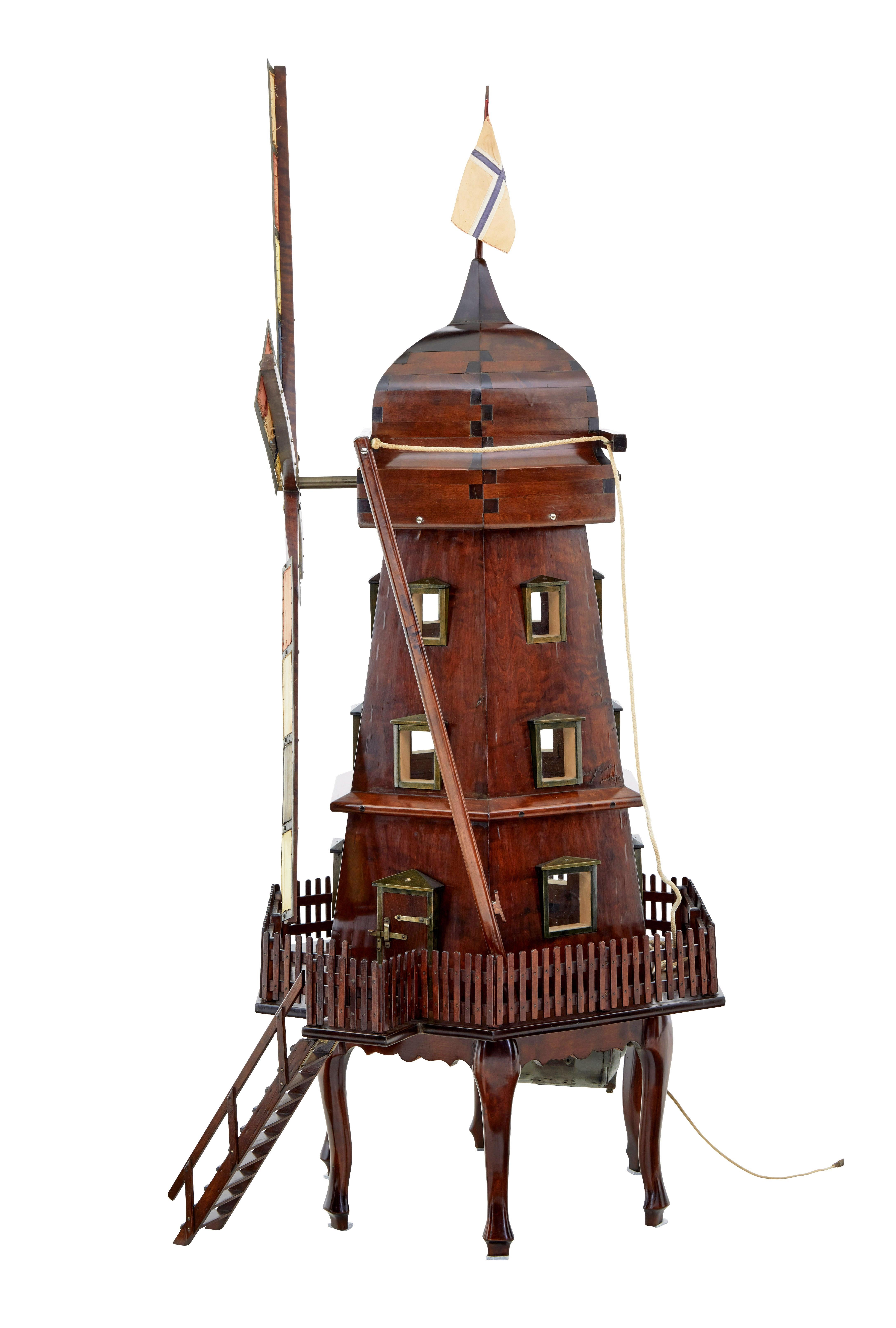 Folk Art Early 20th century decorative dutch working windmill For Sale