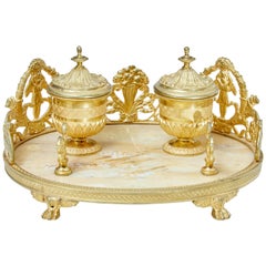 Dekoratives französisches vergoldetes Tischtintenfass aus dem frühen 20