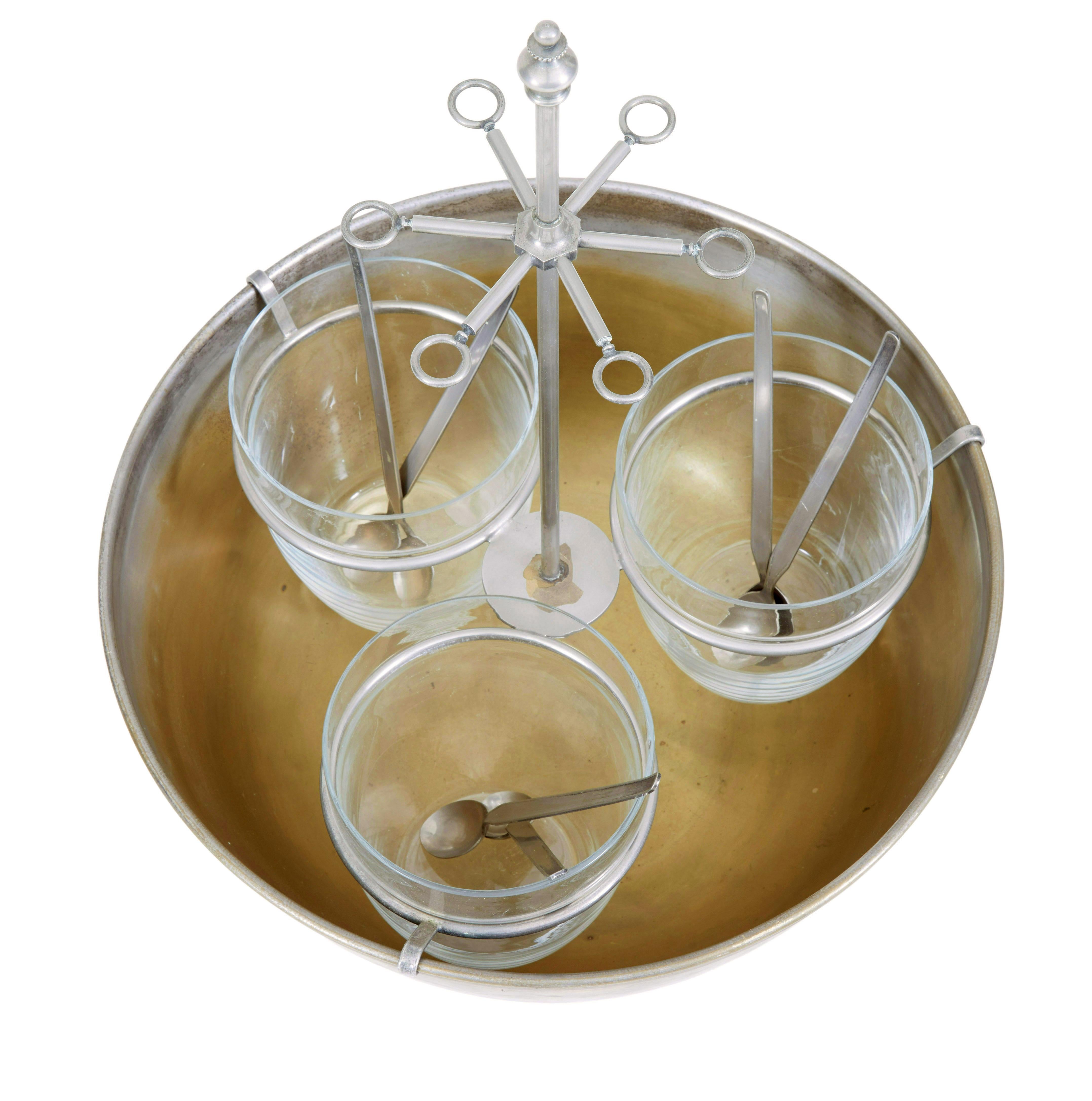 Art Deco Early 20th century decorative Scandinavian caviar ice server set For Sale