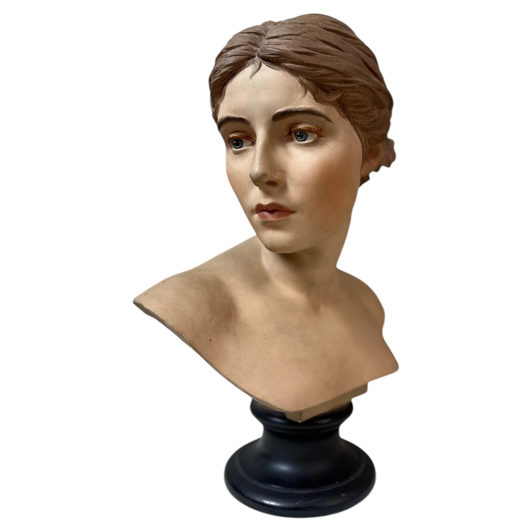 Early 20th century Denmark Plaster Women Bust by Peter Ipsen, 1900s