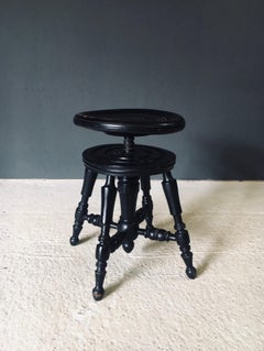 Early 20th Century Design Black Stained Piano Stool