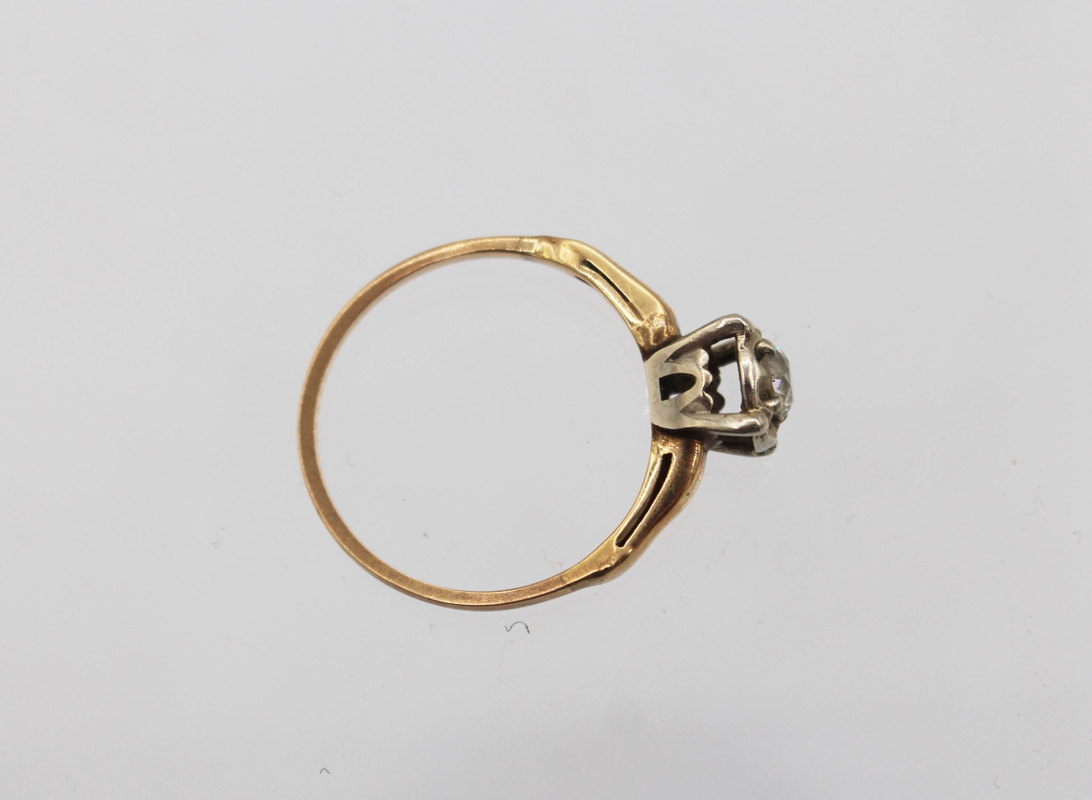 XX secolo Anello in oro 14k e diamanti dei primi del Novecento in vendita