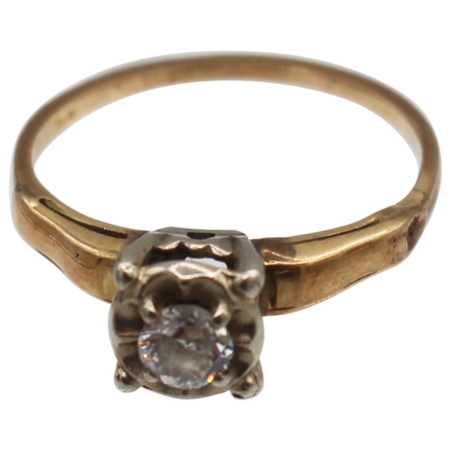 Anello in oro 14k e diamanti dei primi del Novecento in vendita