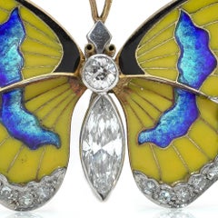 Early 20th Century Diamond and Enamel Butterfly Brooch