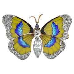 Early 20th Century Diamond and Enamel Butterfly Brooch