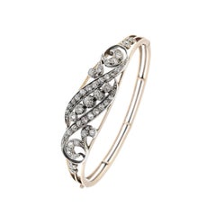 Gold Early 20th Century Diamond Hinged Bangle Bracelet
